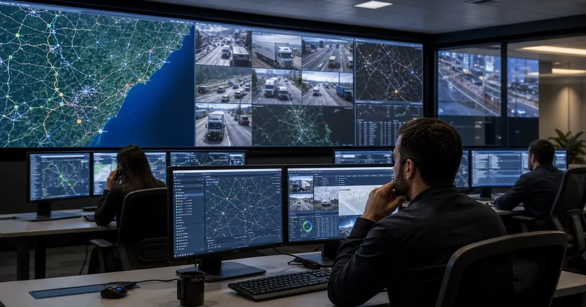 Central de monitoramento de frota e gerenciamento de risco com rastreamento GPS e câmeras